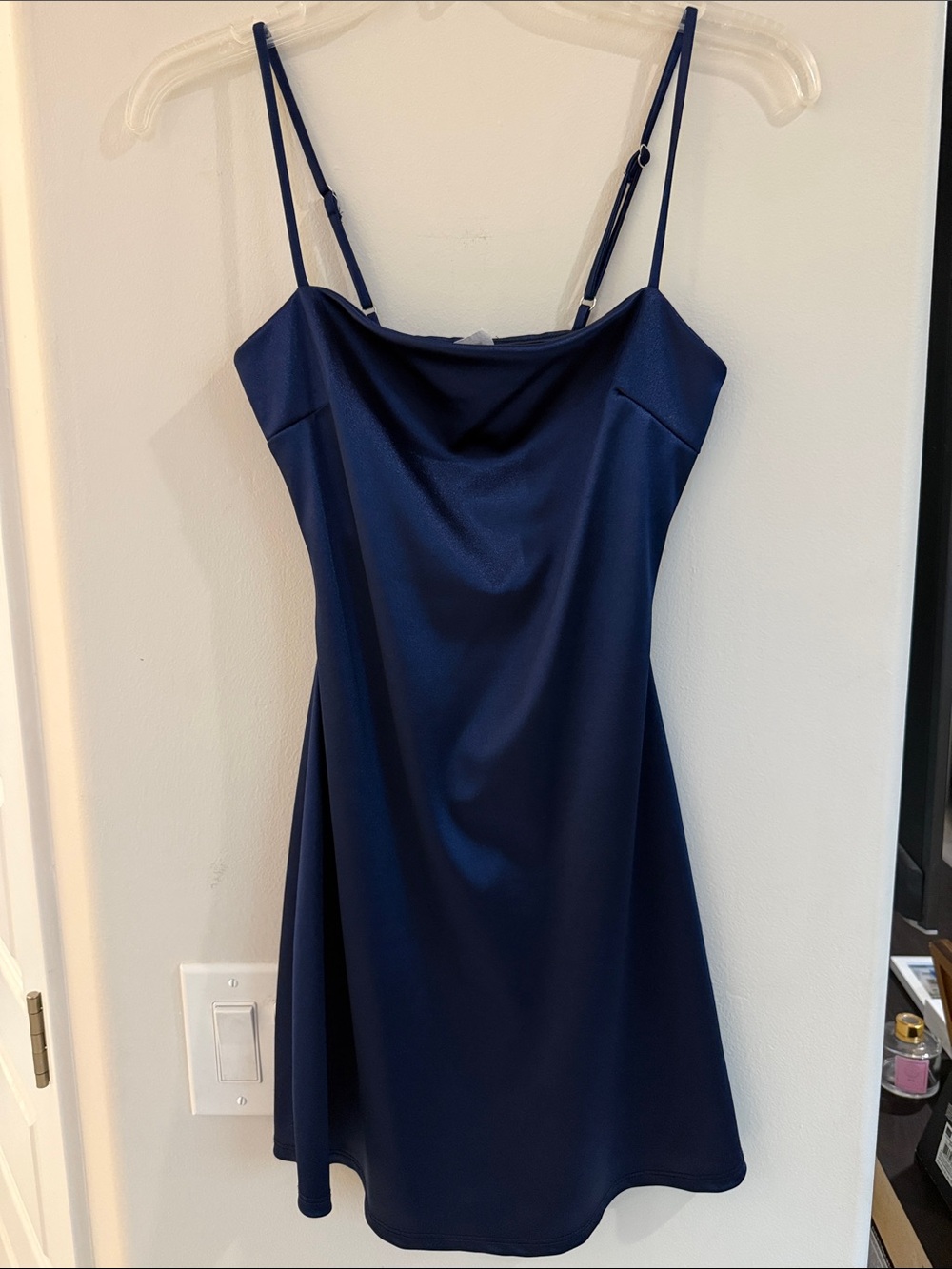Windsor Navy Cowl Neck Slip Mini Dress